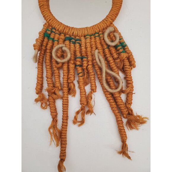 French mirror 1960 1970 macrame rope wood vintage old countryside chic boho and - Picture 3 of 10